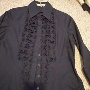 ANNE FONTAINE PARIS tops Blouse Cotton Black Size 42 Button Up Down
